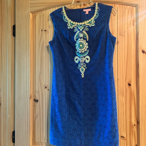 Lilly Pulitzer Valentia Dress with Yellow and Green Embroidery - Picture 3 of 5